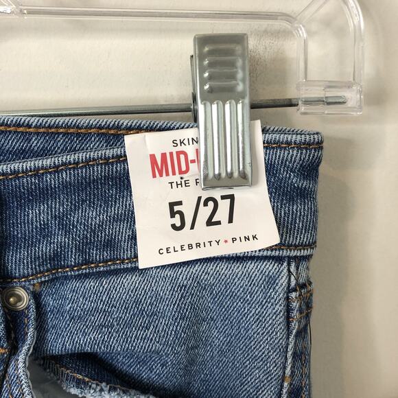 Celebrity Pink NWT Women's Skinny Mid-Rise The Rider Distressed Jeans Size 5/27 - Picture 7 of 13